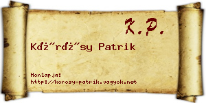 Kőrösy Patrik névjegykártya